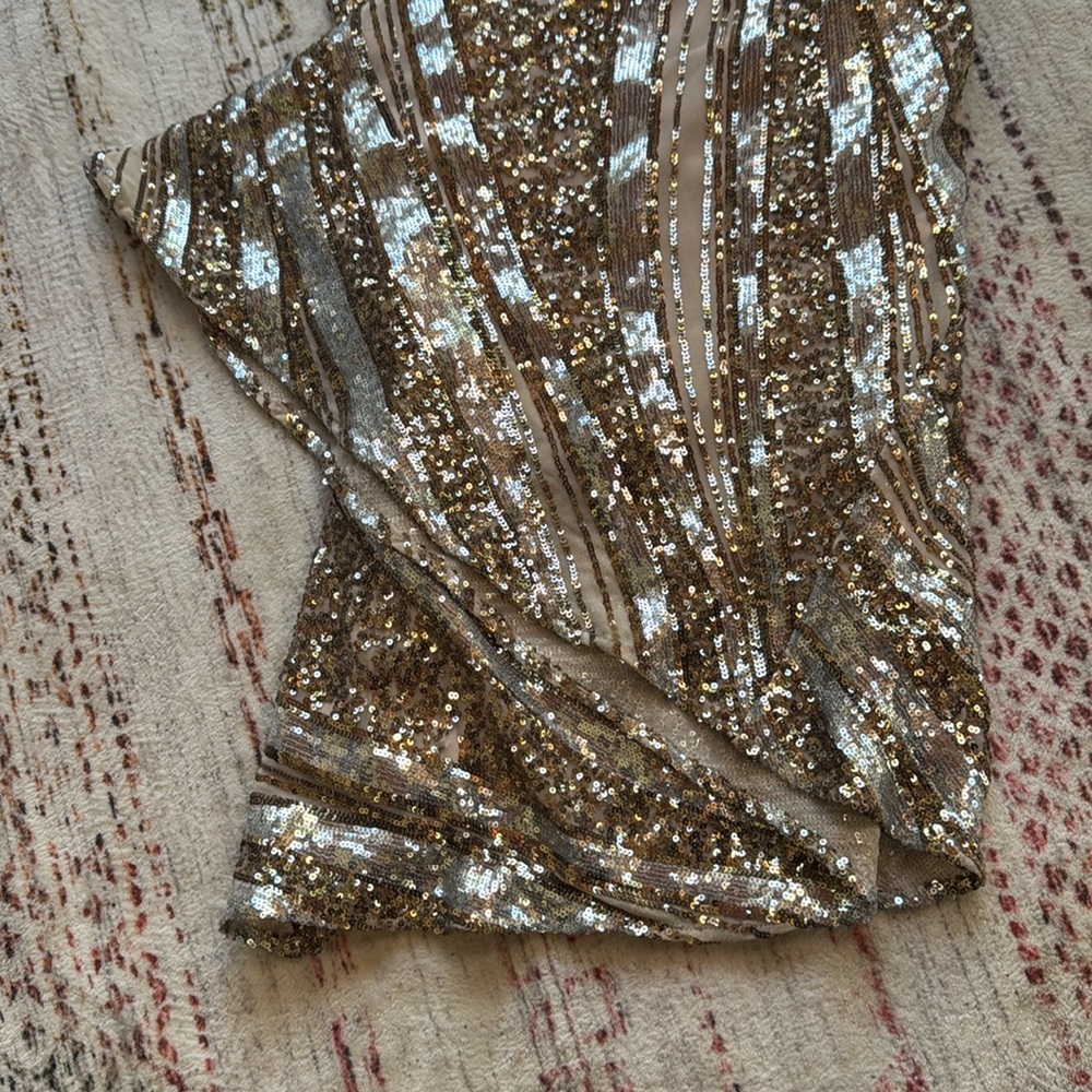 R&M Richards Gold and Silver Prom Dress - Picture 6 of 10